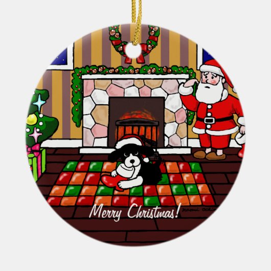 Englischer Springerspaniel-WeihnachtsCartoon Keramik Ornament (Vorne)