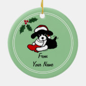 Englischer Springerspaniel-WeihnachtsCartoon Keramik Ornament (Hinten)