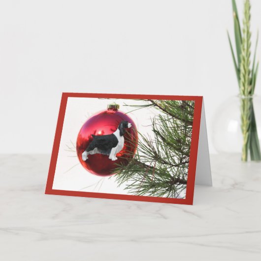 Englischer Springerspaniel-Weihnachtskarten-Ball Feiertagskarte (Vorderseite)