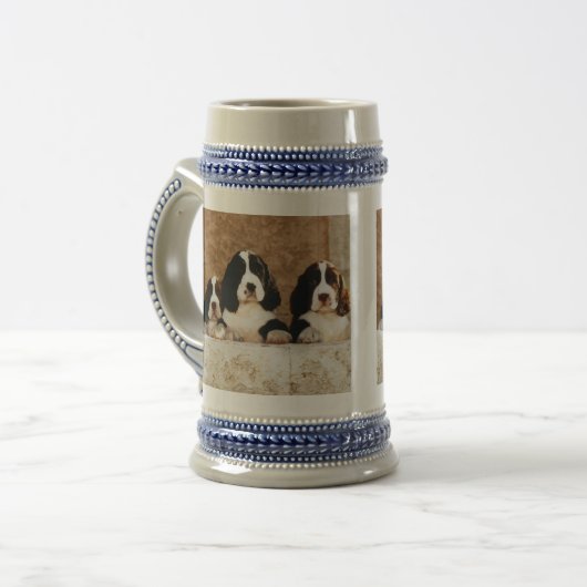 Englischer Springerspaniel-Welpen Bierglas (Vorderseite Links)