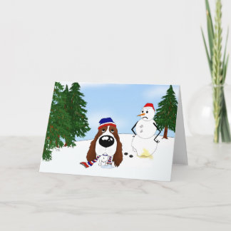 Englischer Springerspaniel-Winter-Szene Feiertagskarte