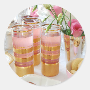 Englischer Tee-Rosa-Limonade-Aufkleber Runder Aufkleber