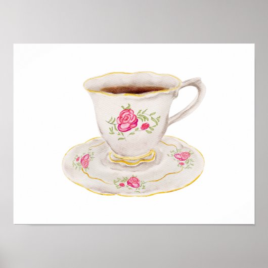Englischer Teetasse Pink Poster (Vorne)