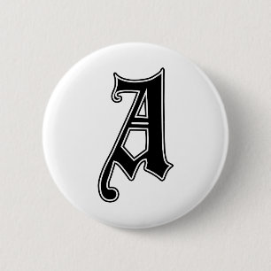 Englischer Text Gothic Monogramm Buchstabe A Button
