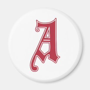 Englischer Text Gothic Monogramm Buchstabe A Magnet