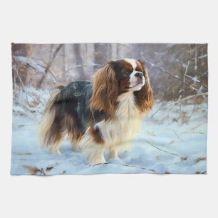 Englischer Toy Spaniel Lass es schneien Weihnachte Geschirrtuch