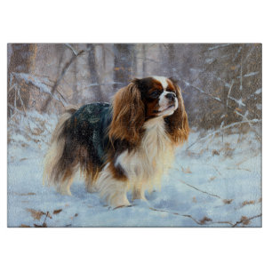 Englischer Toy Spaniel Lass es schneien Weihnachte Schneidebrett