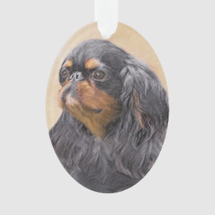 Englischer Toy Spaniel Malerei Original Tier Kunst Ornament