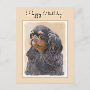 Englischer Toy Spaniel Malerei Original Tier Kunst Postkarte