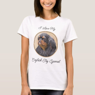 Englischer Toy Spaniel Malerei Original Tier Kunst T-Shirt