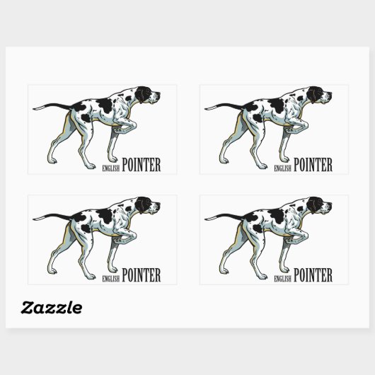 englischer Zeiger Rechteckiger Aufkleber (Blatt)