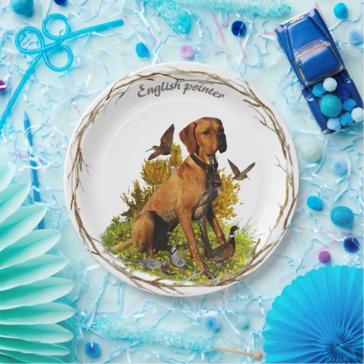 Englischer Zeiger, Vogeljagd Pappteller (Party)