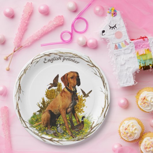 Englischer Zeiger, Vogeljagd Pappteller (Party)