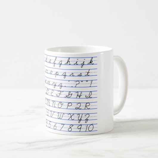 Englisches Alphabet-Diagramm in der Kaffeetasse (VorderseiteRechts)