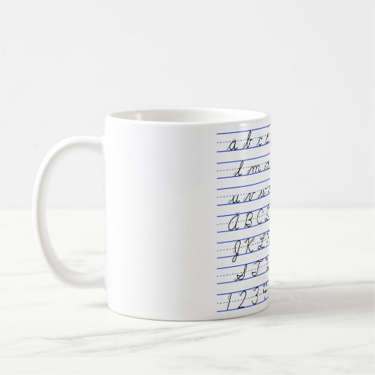 Englisches Alphabet-Diagramm in der Kaffeetasse (Links)
