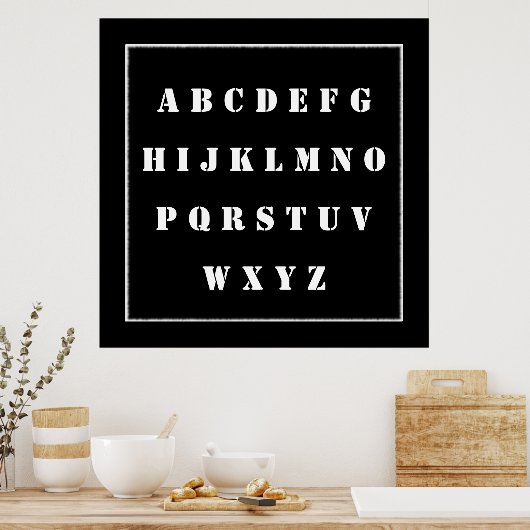 Englisches Alphabet Diagramm Weiß auf Blackboard, Poster (Küche)