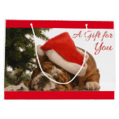 Englisches Bulldogge Snoozing große Geschenktüte (Rückseite)