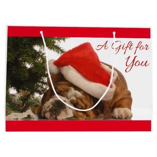 Englisches Bulldogge Snoozing große Geschenktüte (Rückseite)