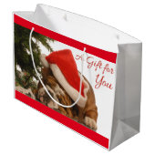 Englisches Bulldogge Snoozing große Geschenktüte (Rückseite Schrägansicht)