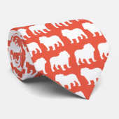 Englisches Bulldoggen-Silhouette-Muster Krawatte (Gerollt)
