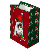 Englisches Bulldoggen-Weihnachten fröhlich Mittlere Geschenktüte (Rückseite Schrägansicht)