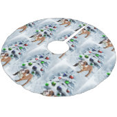 Englisches Bulldoggen-Weihnachten Polyester Weihnachtsbaumdecke (Schrägansicht)