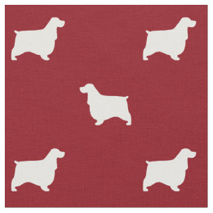 Englisches Cockerspaniel-Silhouette-Muster-Rot Stoff