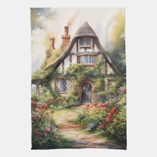 Englisches Cottage Geschirrtuch (Vertikal)