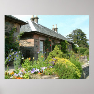 Englisches Cottage II mit Blumengarten Fotografie Poster