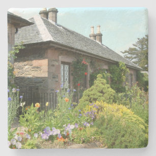 Englisches Cottage II mit Blumengarten Fotografie Steinuntersetzer