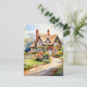 Englisches Cottage Postkarte (Stehend Vorderseite)