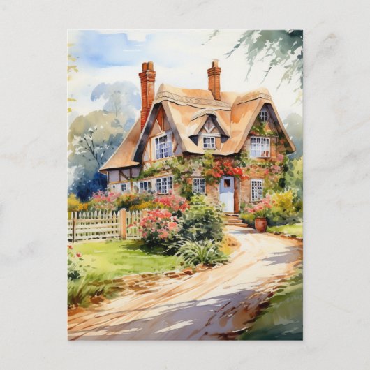 Englisches Cottage Postkarte (Vorderseite)