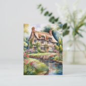 Englisches Cottage Postkarte (Stehend Vorderseite)