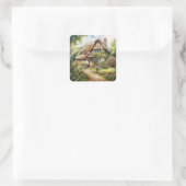 Englisches Cottage Quadratischer Aufkleber (Tasche)