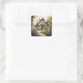 Englisches Cottage Quadratischer Aufkleber (Tasche)