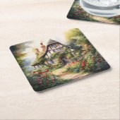 Englisches Cottage Rechteckiger Pappuntersetzer (angewinkelt)