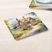 Englisches Cottage Rechteckiger Pappuntersetzer (angewinkelt)
