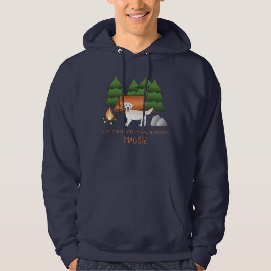 Englisches Cream Golden Retriever Camping im Wald Hoodie (Vorderseite)
