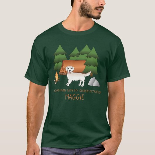 Englisches Cream Golden Retriever Camping im Wald T-Shirt (Vorderseite)