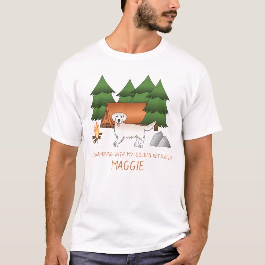 Englisches Cream Golden Retriever Camping im Wald T-Shirt (Vorderseite)