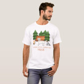 Englisches Cream Golden Retriever Camping im Wald T-Shirt (Vorne ganz)