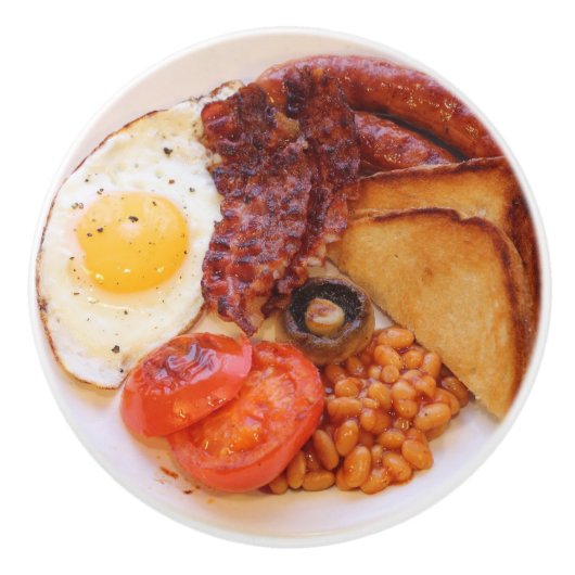 Englisches Frühstück Fryup Egg Bacon Beans Toast Keramikknauf (Vorderseite)
