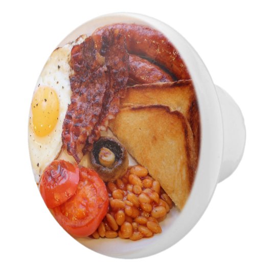 Englisches Frühstück Fryup Egg Bacon Beans Toast Keramikknauf (Rechts)