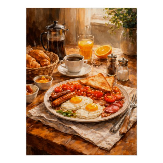 Englisches Frühstück Morgen ein gemütliches Essen Poster (Vorderseite)