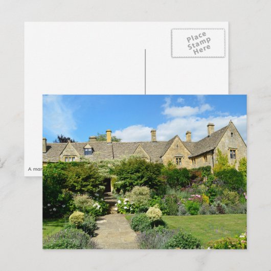 Englisches Haus mit Blumengarten Postkarte (Vorne/Hinten)