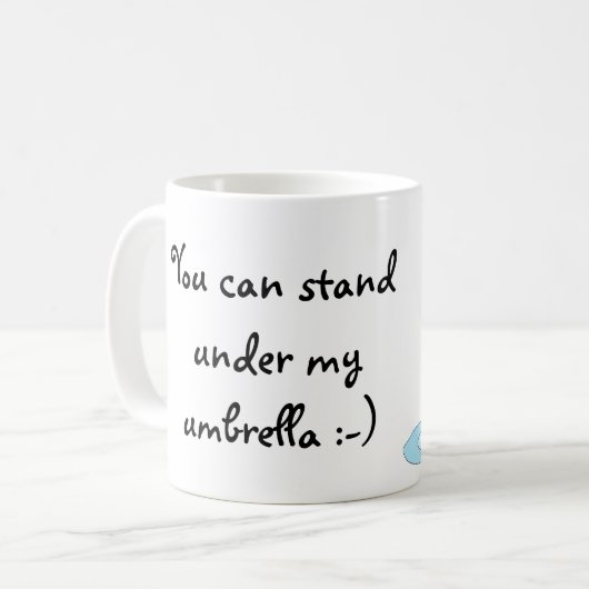 Englisches Mädchen mit Regenschirm im Regen Kaffeetasse (Vorderseite Links)