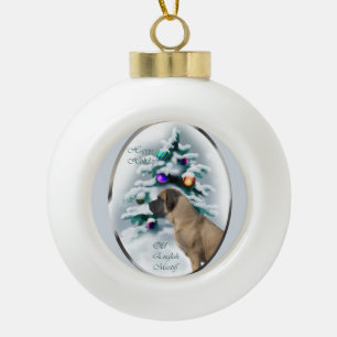 Englisches Mastiff-Weihnachten Keramik Kugel-Ornament