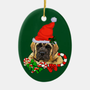 Englisches Mastiff-Weihnachten Keramikornament