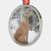 Englisches Mastiffhund"Schnee-Pose" Foto Ornament Aus Metall (Links)