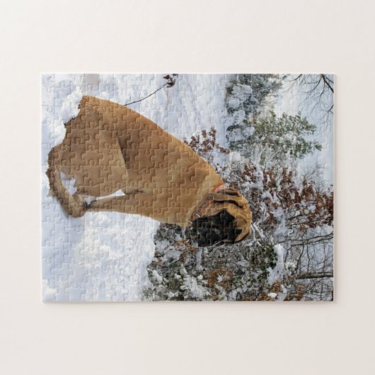 Englisches Mastiffhund"Schnee-Pose" Puzzle (Horizontal)